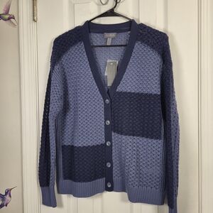 AnyBody Colorblock Crochet Knit Cardigan | Textured Layer